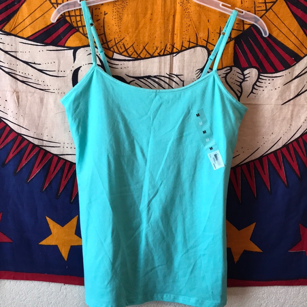 Aqua spaghetti strap top